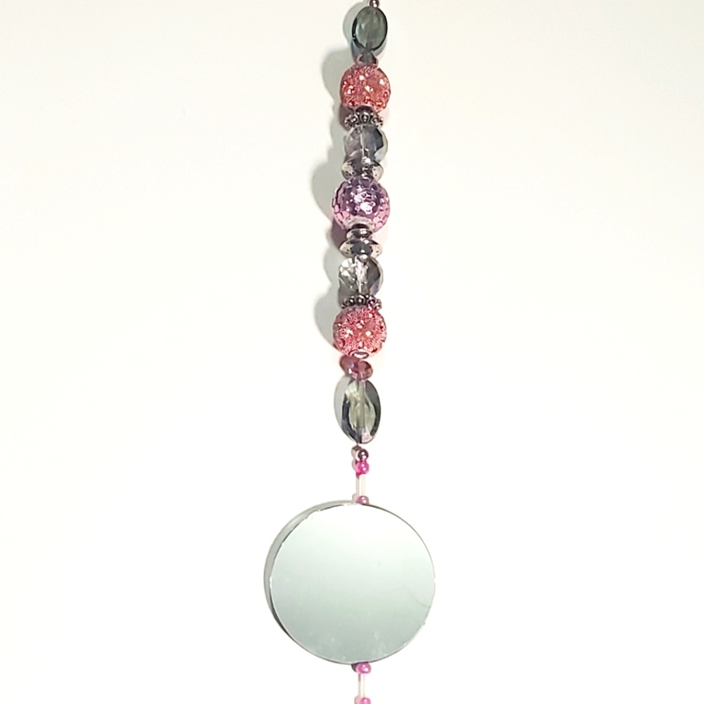 SUNCATCHER Pink & Silver One-of-a-Kind Handcrafted Hanging Décor Tree Jewelry